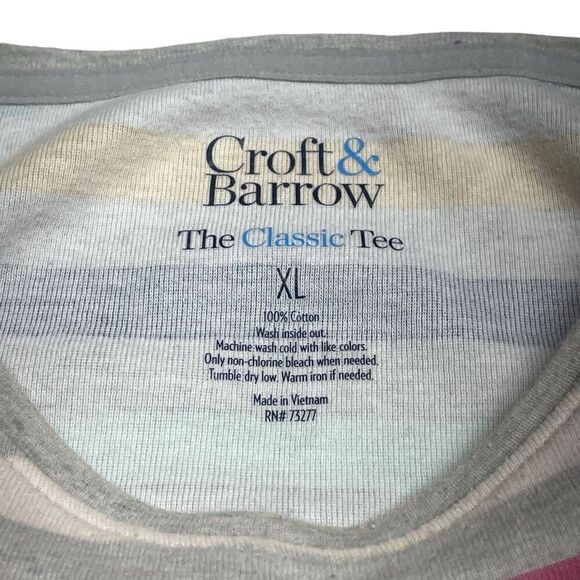 Croft & Barrow Multi Colored Striped Long Sleeve Tee - Picture 3 of 5